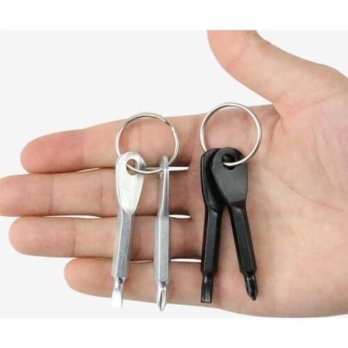 1Set EDC Multifunction Screwdriver Keychain Key Shape Precision Cast Steel Mini Slotted Screwdrivers Keychain Pocket Repair Tool