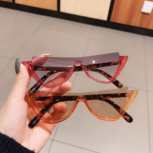 Trendy 2020 Half Frame Cat Eye Sunglasses Women Brand High Quality Semi-Rimless Pink UV400 Shades Oculos De Sol