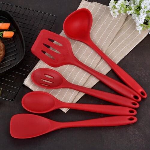 5Pcs Silicone Cooking Utensils Set Non-Stick Spatula Shovel Soup Spoon Cooking Tools Set BPA Free Kitchen Tool Accessories