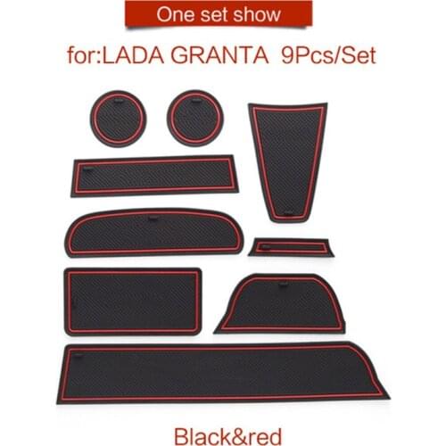 Smabee Gate slot pad Interior Door Pad/Cup For LADA GRANTA 9pcs Non-slip mats red/blue/white mats car accessories interior