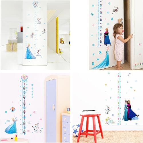 Disney Frozen Princess Height Measure Wall Stickers For Kids Rooms Home Decor Cartoon Elsa Anna Growth Chart Wall Decals Mural