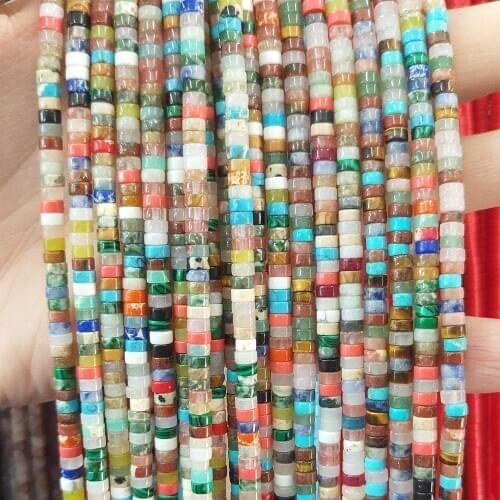 Natural Stone Agates Aventurine Women Jewelry Making 2*4mm Flat Round Piece Loose Beads for DIY Necklace Bracelet Accessories