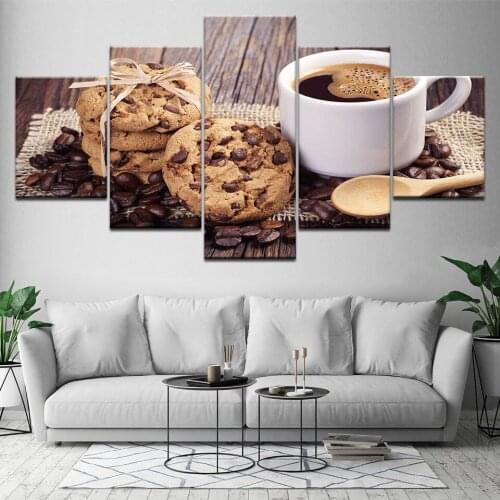 Restaurant Style Poster Kids Room Home Decor Modern Coffee Coffee Beans 5 Set Modular Picture Prints Painting Wall Art Canvas