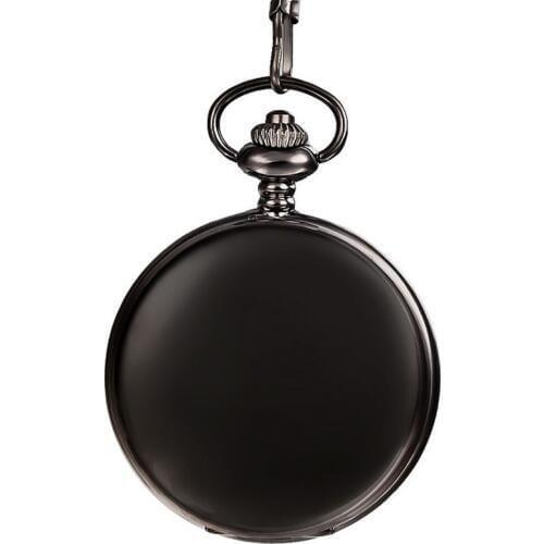 Luxury Smooth Black Cool Quartz Pocket Watch Necklace Pendant for Women Men Chain Unisex Birthday Gift Reloj De Bolsillo P200