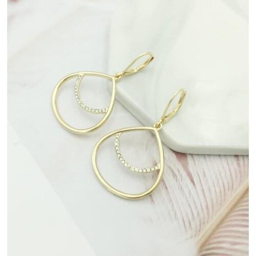 Peach Hearts Pendant Earrings Fashion Crystal Gold/Silver Color Earring Alloy Jewelry Accessories For Women Birthday Gift
