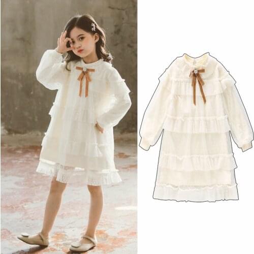 Girls' Mesh Stitching Solid Color Dress Kids Dresses for Girls Flower Girl Dresses Toddler Christmas Outfits Autumn Clothes