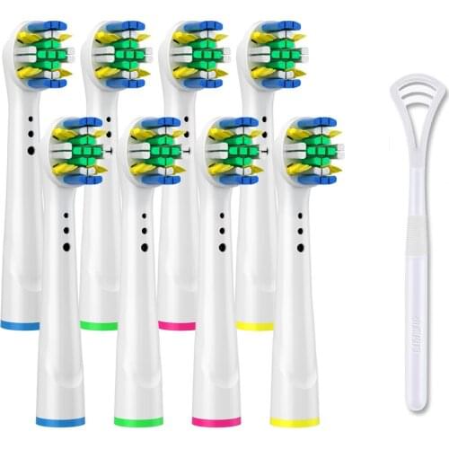 8pcs Floss Type Replacement Brush Head For Oral b Electric Sonic Tooth Brushes With Tongue Scraper Oral Cleansing Match
