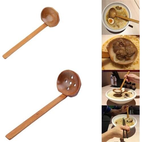 Japanese Wooden Spoon With Long Handle Noodle Soup Ladle Colander Strainer Utensils Tableware Kitchen Utensils Tools Tableware