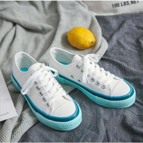 Bright Color Korea Canvas Shoes Women Ins Fashion Sneakers Retro Casual Shoes Girls Students Blue Orange Board Shoes Espadrille