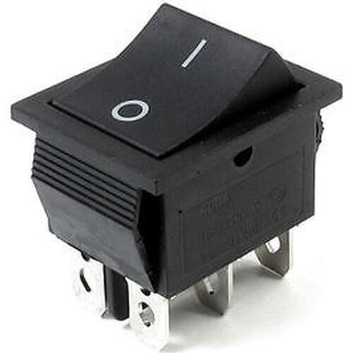 YOCOMYLY 5PCS AC 16A 250V 20A 125V 6 Terminals DPDT On/OFF Rocker Switch Black