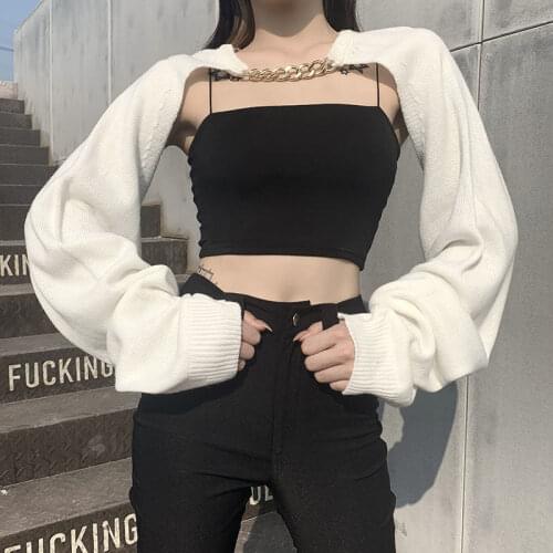 Knitted long-sleeved blouse women 2021 fashion temperament new all-match loose shawl short pullover solid color blouse