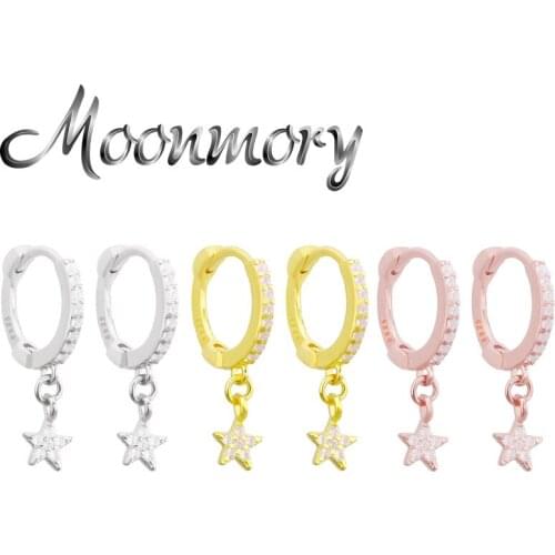 Moonmory 925 Sterling Silver Opal Star Pendant Drop Earring For Women Femme 2020 Romantic Star Dangle Loop Earrings Jewelry