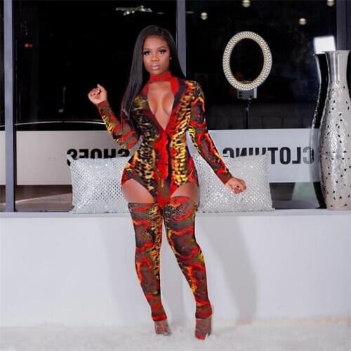 Sexy Deep V Neck Snake Print Dress Elegant Women Bodycon Party Dress Autumn Long Sleeve Nightclub Irregular Mini Dresses