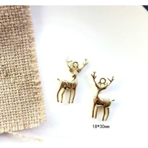 Golden 10pcs/pack 3D Deer Charms Earring Keychain DIY Jewelry Making Zinc Alloy Charms for Bangles Bulk Items Wholesale Lots