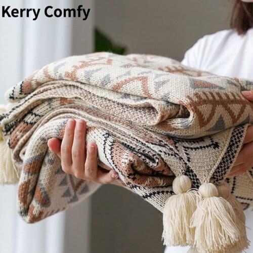 150cm Knitted Blankets Woolen Soft Bedding Crib Crochet Blanket Tassel Sherpa Quilt Travel Blanket Sofa Throw Thread Blanket