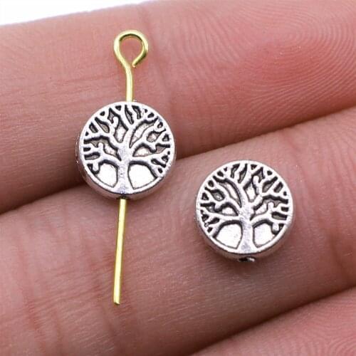 20pcs Antique Silver Color Tree of Life Spacer Beads for Jewelry Making Bracelet DIY Accessories Craft