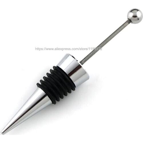 200pcs Fancy Gadget Add a bead Jewelry Rhinestone Lampwork Decorative Beaded Wine Bottle Stopper Zinc Alloy Silver Beadable