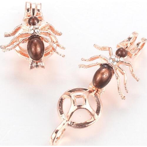 5pcs Rose Gold Ant Pearl Cage Locket Pendant Fine Jewelry Making Bead Cage Aromatherapy Essential Oil Diffuser For Oyster Pearl