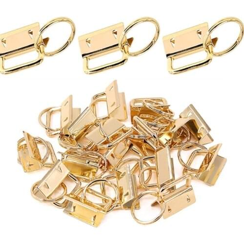 50pcs Key Fob Hardware with Key Rings Set for Bag Wristlets Ribbon Webbing Craft