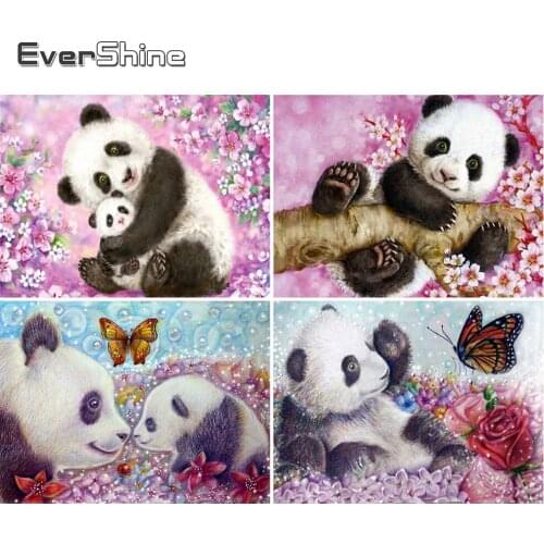 EverShine Diamond Mosaic Panda Cross Stitch Diamond Painting Animal Picture Of Rhinestone Embroidery Needlework Handmade Hobby