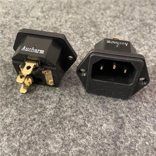 Aucharm Full Copper AC HIFI Gold-plated Copper Audio IEC Power Socket Fuse Seat