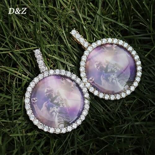 D&Z New 3D Custom Photo Pendant Solid Back 4mm Width Stones Side Hip Hop Jewelry Personalized Cubic Zircon Chains Gift