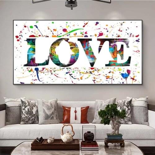 Black and White Color Canvas Paintings Love and Peace Posters and Prints Wall Graffiti Art Picture for Living Room Decor Cuadros