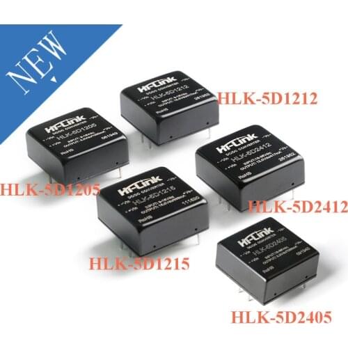 DC-DC Isolated Converter Power Supply Module 5W DC DC 12V to 15V/5V/12V 24 to 5V/12V HLK-5D2405/5D1205/5D1212/5D1215/5D2412