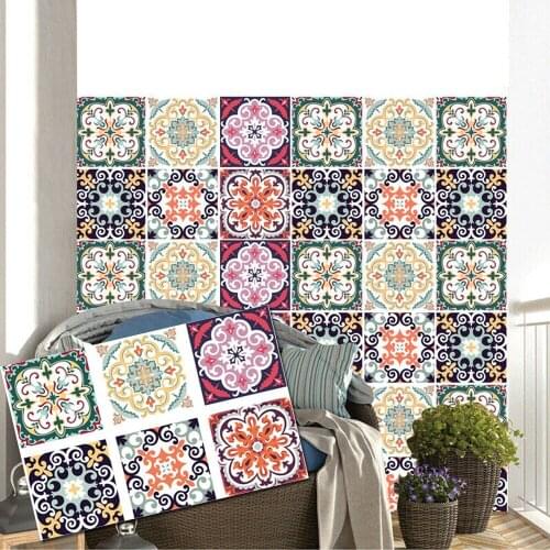 Home Decoration Tile Sticker Wall Sticker - Mediterranean Tiles 6pcs 20x 20cm