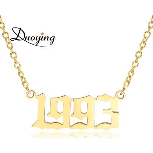 DUOYING Necklace Pendant for Women Necklace Custom Number Anniversary Gift Gold Necklaces for Women Personalized Necklace 1993