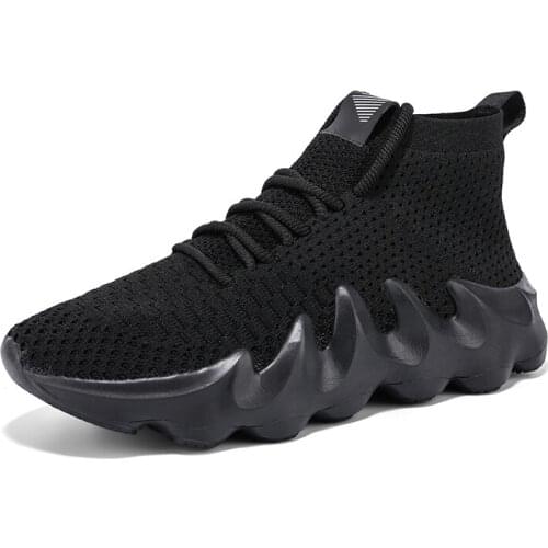 Breathable Mesh Mens Sneaker Non-Slip Running Men Shoes Comfortable Male Sports Shoes High Top Socks Jogging Trainers Walking