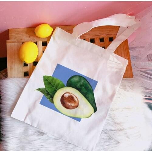 Avocado Printed Womens Canvas Shoulder Tote Bag Large Capacity Shopping Bags Female Handbag Shopper Bag New Canvas Tote Bag