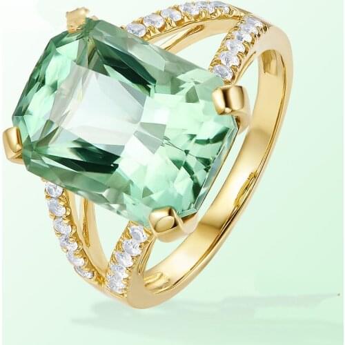 Exquisite Gold Green Crystal Engagement Ring Fashion Simple Female Romantic Birthday Gift Factory Wholesale