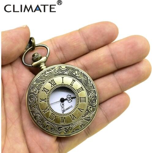 Pocket Watch Roman Number Men Vintage Pocket Watch Retro Emboss Round Alloy Quartz Pocketwatch with Chain Gift for Man
