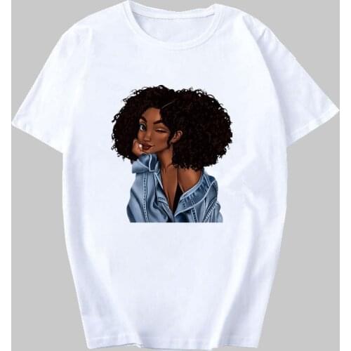 Cool Melanin Black Girl Print Female T-shirt Harajuku T-shirts for Women Summer Hip Hop T Shirt Punk Tee Shirt Femme Vogue Top
