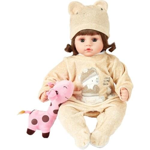 18-Inch Reborn Doll Soothing to Sleep with Soft Rubber Doll Cute Dress-up Doll toys for girls reborn kit Rebirth doll