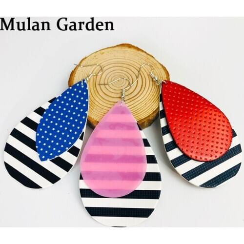 M&G Glitter Double Layers Zebra PU Leather Copper Needle Earrings Fashion Elegant Water Drop Earring Women Jewelry Accessories