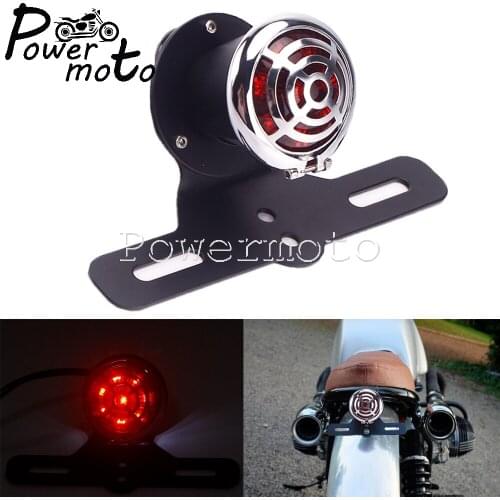 Motorcycle Retro Rear Stop Light Grille License Plate Bracket Taillight for Harley Chopper Bobber Cafe Racer BMW Trikes