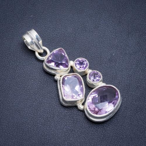 Natural Amethyst Handmade Unique 925 Sterling Silver Pendant 1.75" A1924