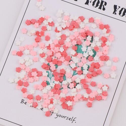 About 20g Mix Candy Color 3D Round Heart Star Cherry Blossoms Snowflake Soft Clay For Nail Art DIY Decorations Tools Slices