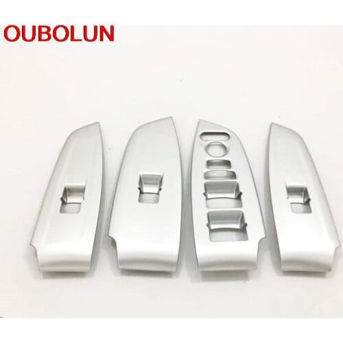 OUBOLUN ABS Carbon Style Car Interior Door Window Lift Switch Panel Covers Trim 4pcs For Honda Accord 10th 2018 2019 LHD