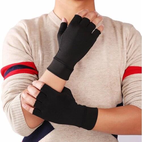 Copper fiber health care half-finger gloves 1 pair of unisex arthritis recovery half-finger compression gloves Cycling Gloves