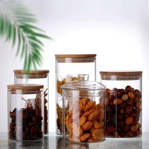 Food Container Storage Glass Bottle with Lid Transparent Glass Jar Kitchen Storage Order Sealed Cans For Bulk Cereals Candy Box