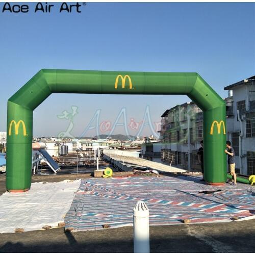 Full heat-transfer prints arch,green color inflatable advertising archway,event entrance for sale