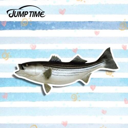 Jump Time 13cm x 5.8cm Sea Fishing Cod Decal Sticker 3D Car Styling Funny Fish Car Stickers Vinyl Decals Waterproof Accessories