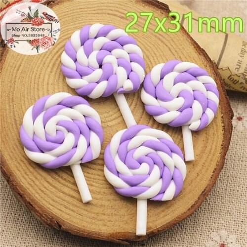 Purple lollipop sweet dessert 10PCS polymer clay Flatback Cabochon Art Supply Decoration Charm DIY Craft