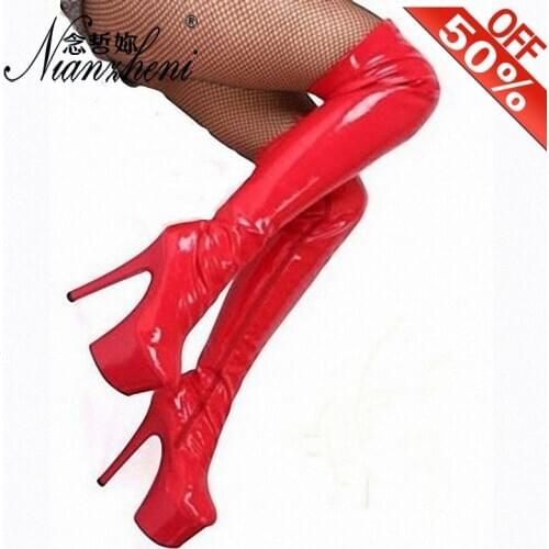 Ultra high heels over-the-knee plus size high-leg 15cm boots high-heeled boots steel pipe dance sexy Dance Shoes 6 inch stage
