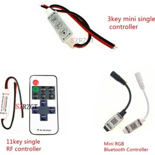 Mini DC12V Led Controller Dimmer 12A Wireless RF Remote to Control Single RGB Color Strip Lighting 3528 5050 led strip