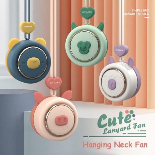 Xiaomi Mini Bladeless Fan Neck Band Hands Free Cute Pet Hanging Rope Portable USB Charging Rechargeable Fans 3rd Gears Speed