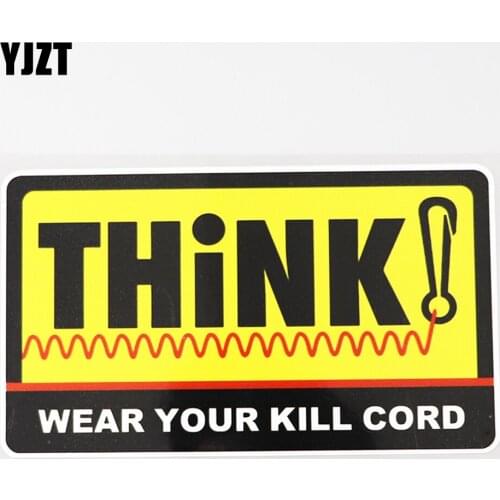YJZT 16.8CM×9.6CM Warning Think! Wear Your Kill Cord Self Decal Car Sticker PVC 12C-0428